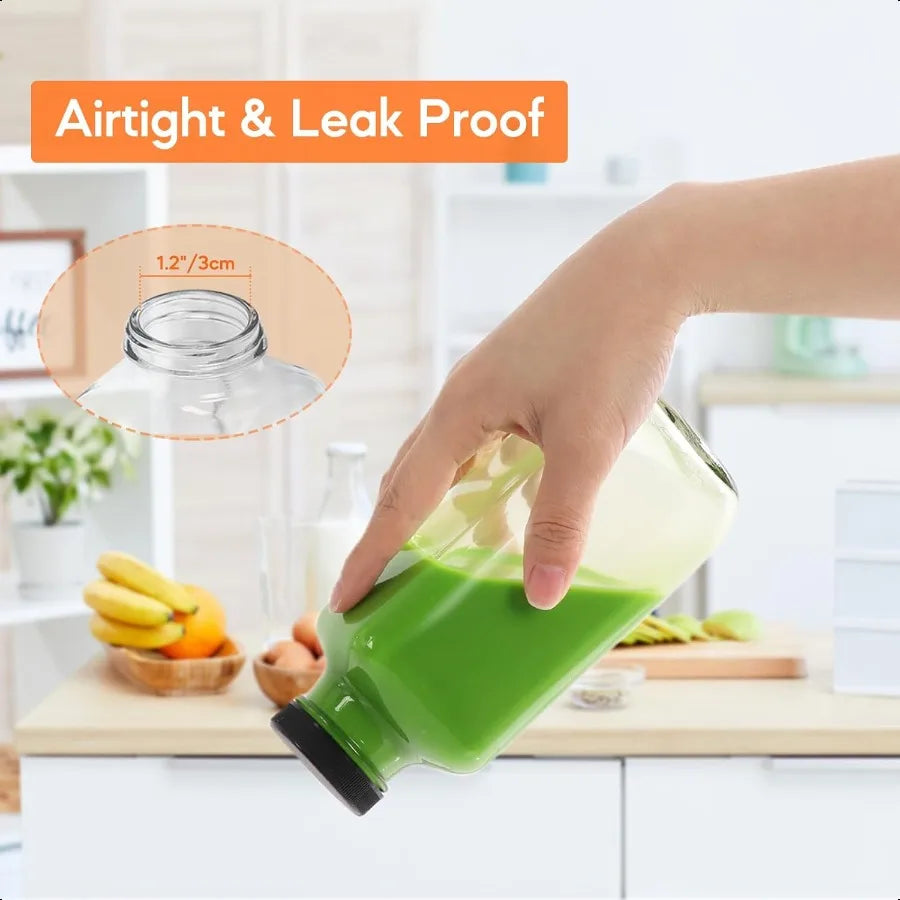 16 oz Glass Juice Bottles with Lids6 Pack Reusable Glass Drink Bottles 480ml Water Bottles for Milk Juicing Kombucha G
