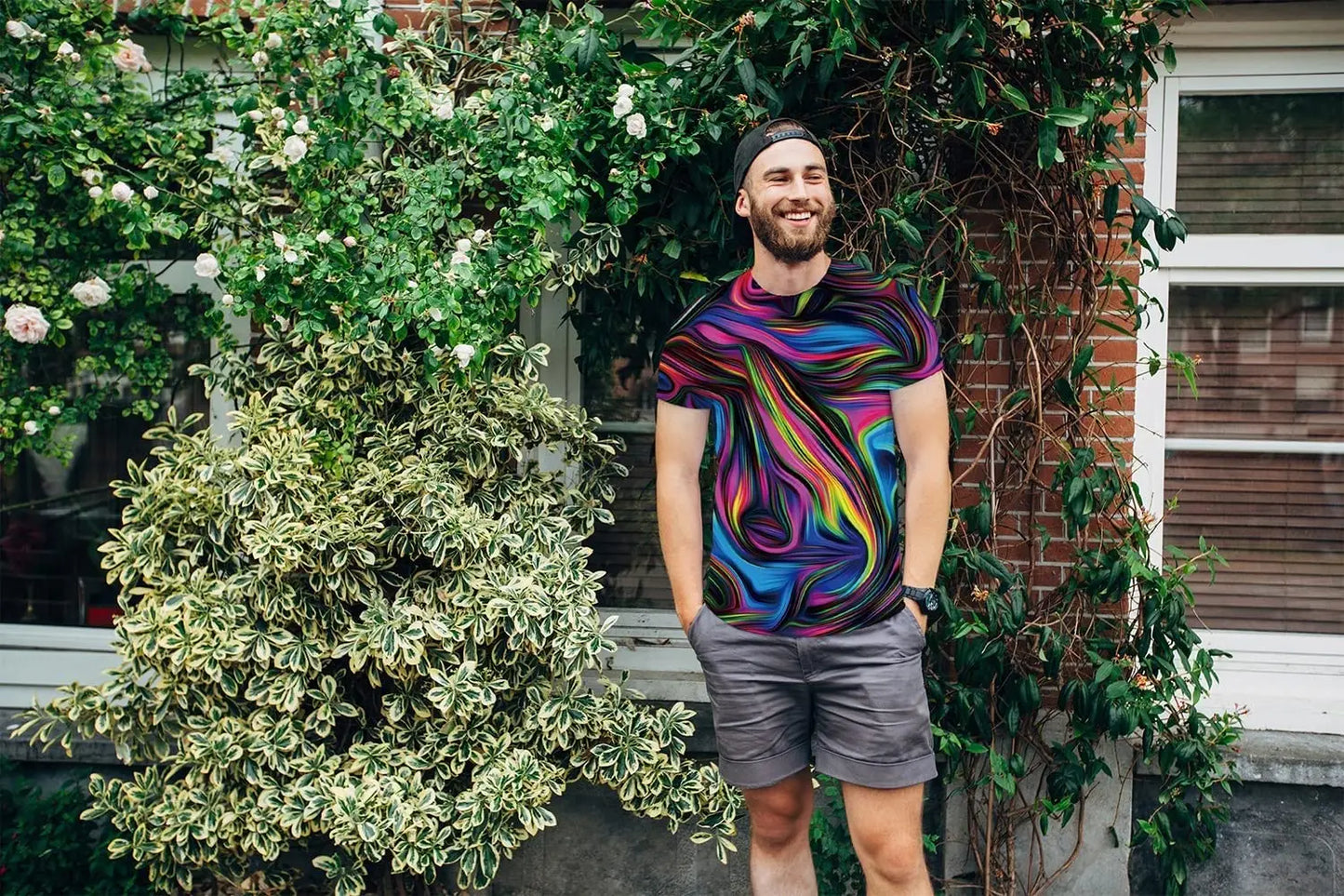 Colorful T-Shirts for Men 3D Printed Neon Abstract Tee Short Sleeve T Shirt