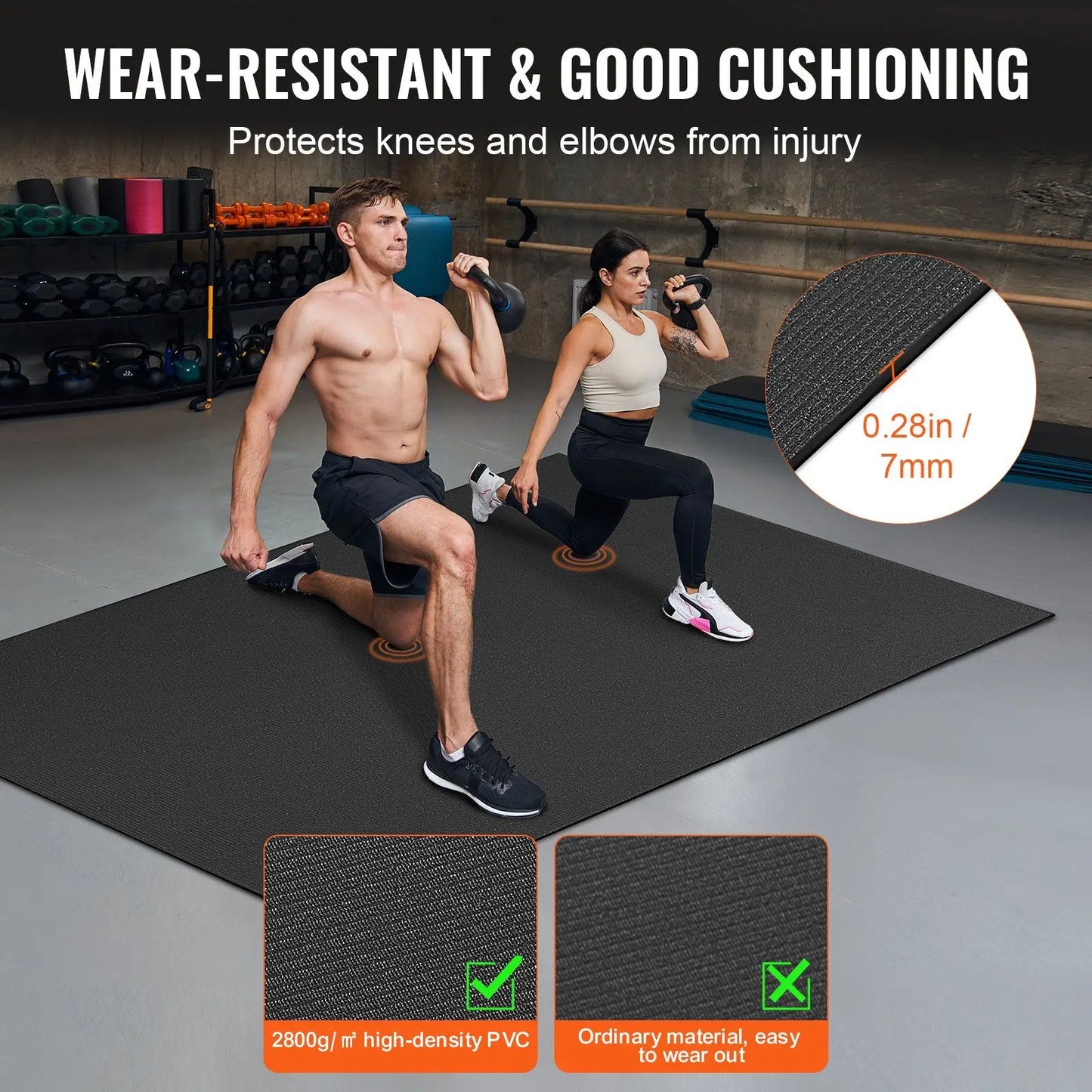 6'x4' Non-Slip Exercise Mat – High-Density – w/ Carry Bag (For Yoga/Pilates/Floor Workouts, Unisex Premium Mat)
