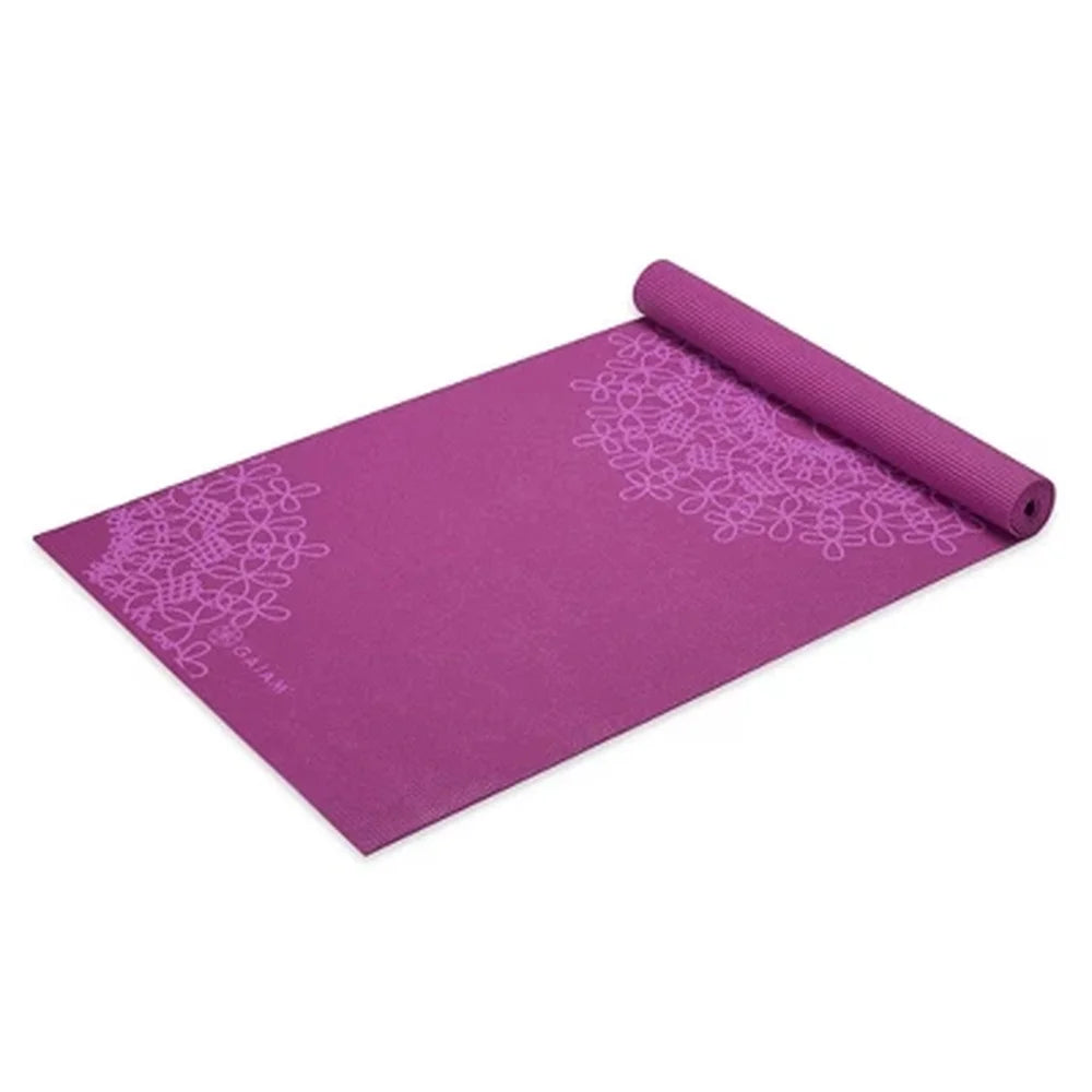 Printed Yoga Mat 4mm Thick Non-Slip Textured Surface Lightweight Durable PVC Yoga Accessory Joint Support Perfect Studio Use