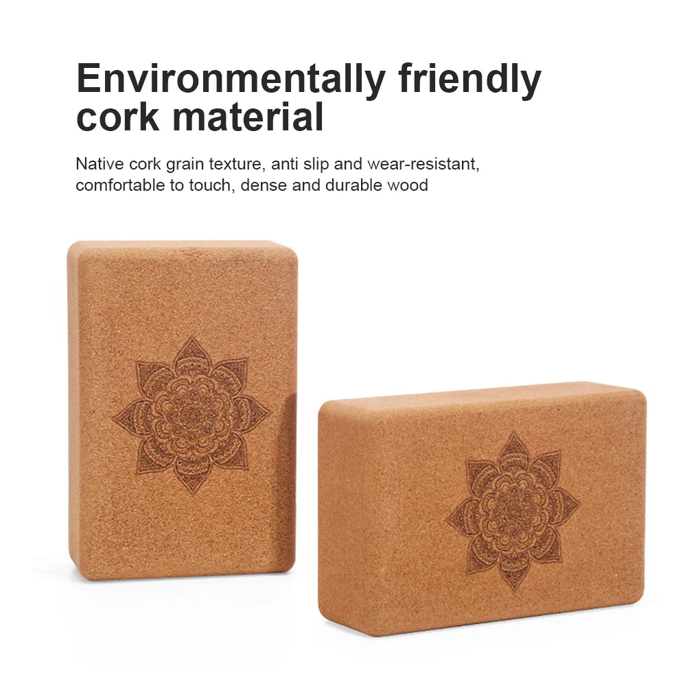 Cork Yoga Block Cork Yoga Bricks Eco-Friendly High Strength Wood Yoga Block 9x6x3 Inch for Fitness and Stretching