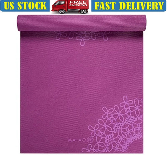 Printed Yoga Mat 4mm Thick Non-Slip Textured Surface Lightweight Durable PVC Yoga Accessory Joint Support Perfect Studio Use