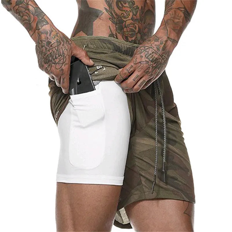 Summer Men's Fashion New solid-color casual, light, comfortable, breathable, muscle training and sports quick-drying shorts