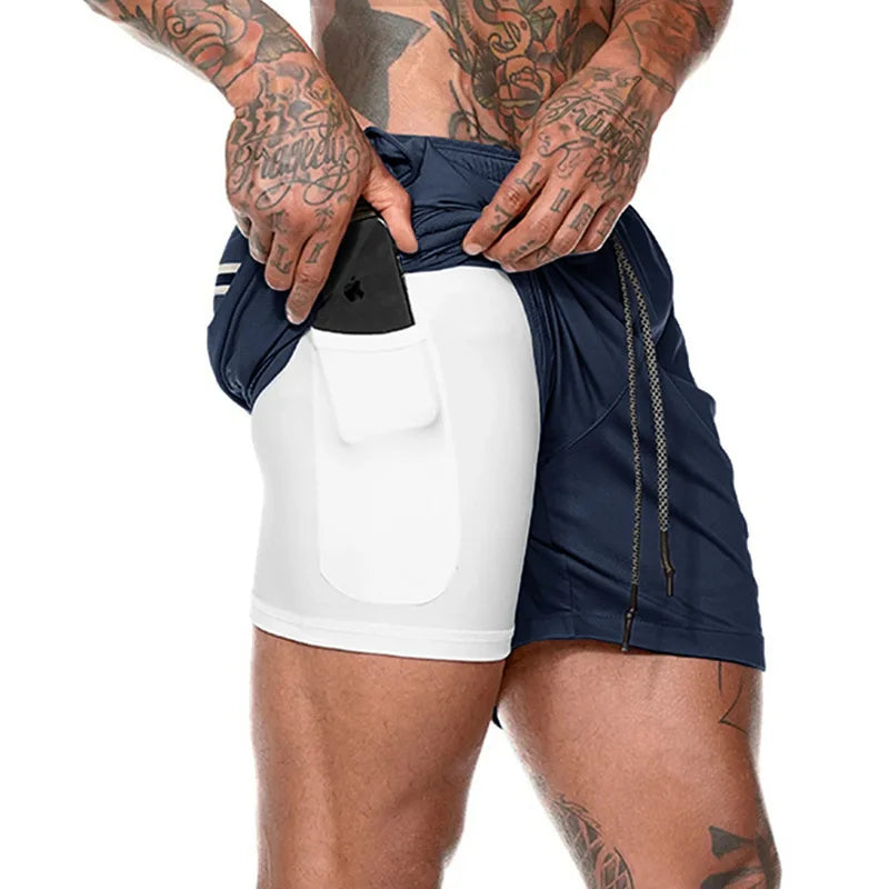 Summer Men's Fashion New solid-color casual, light, comfortable, breathable, muscle training and sports quick-drying shorts