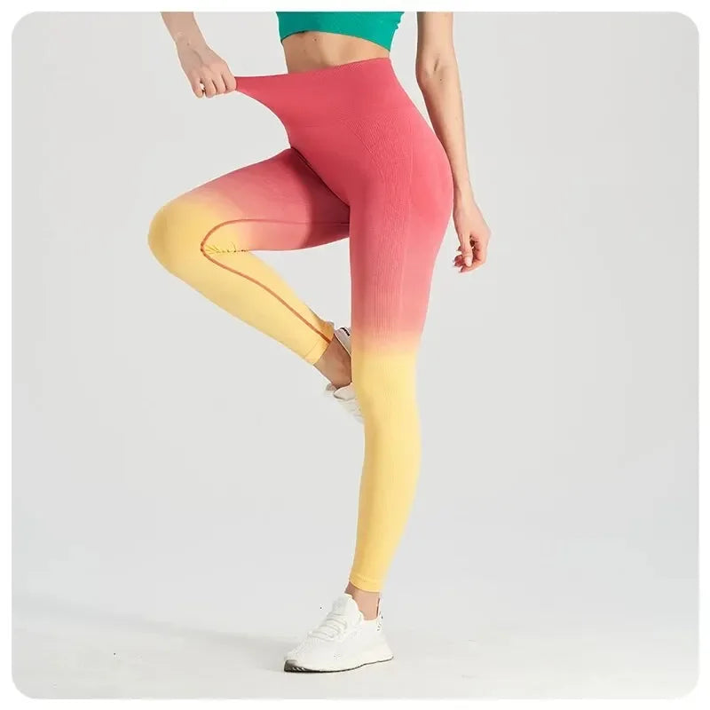 Gradient Fitness Pants For Women Hip Lifting Tight Fitting High Waisted Quick Drying Long Pants Running Room Sports Pants