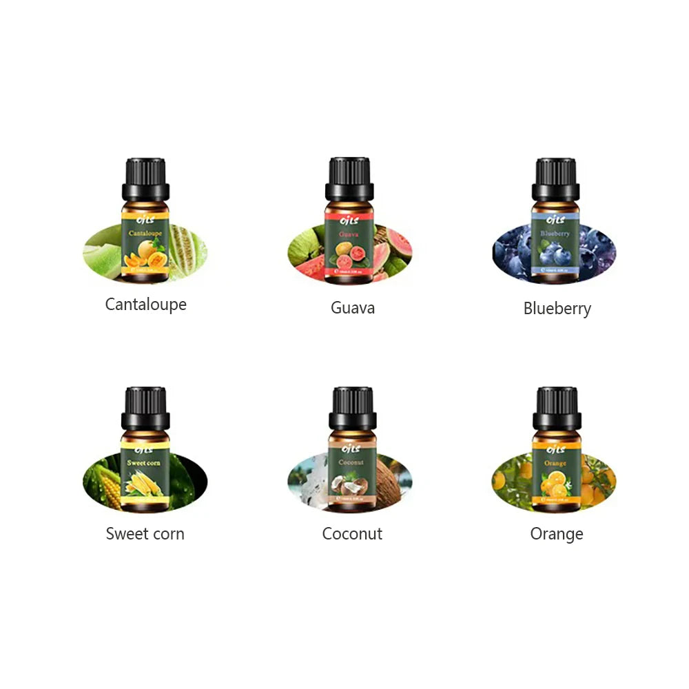Tropical Fruit & Blueberry Coconut Orange Essential Oil 6 Pack Long Lasting Natural Diffuser Blends for Year Round Aroma Therapy