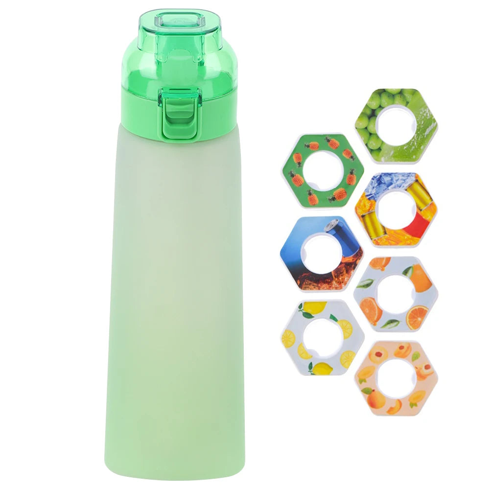 650ML/22oz Sports Water Bottle With 7 Flavour Pods Scented Leakproof Fruit Flavor Water Cup W/ Straw For Gym Outdoor Activities