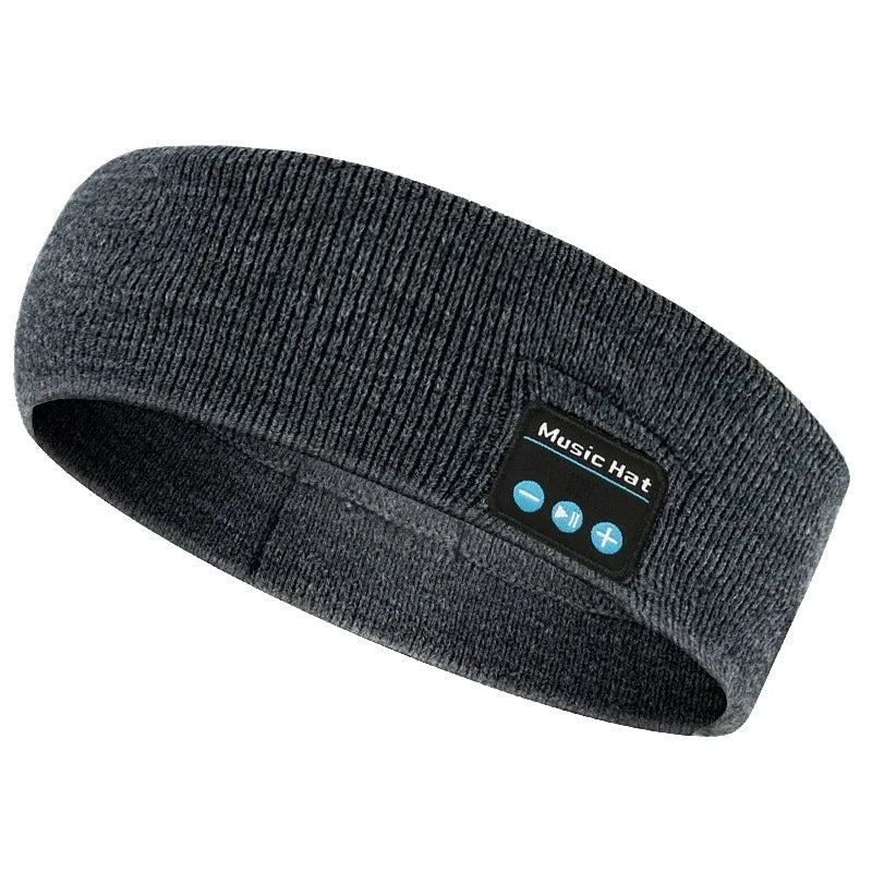 Wireless Bluetooth Headband Sweatproof Secure Hair Band Knit Fabric Hat Sports Headbands Rechargeable Headphones for Workout Gym