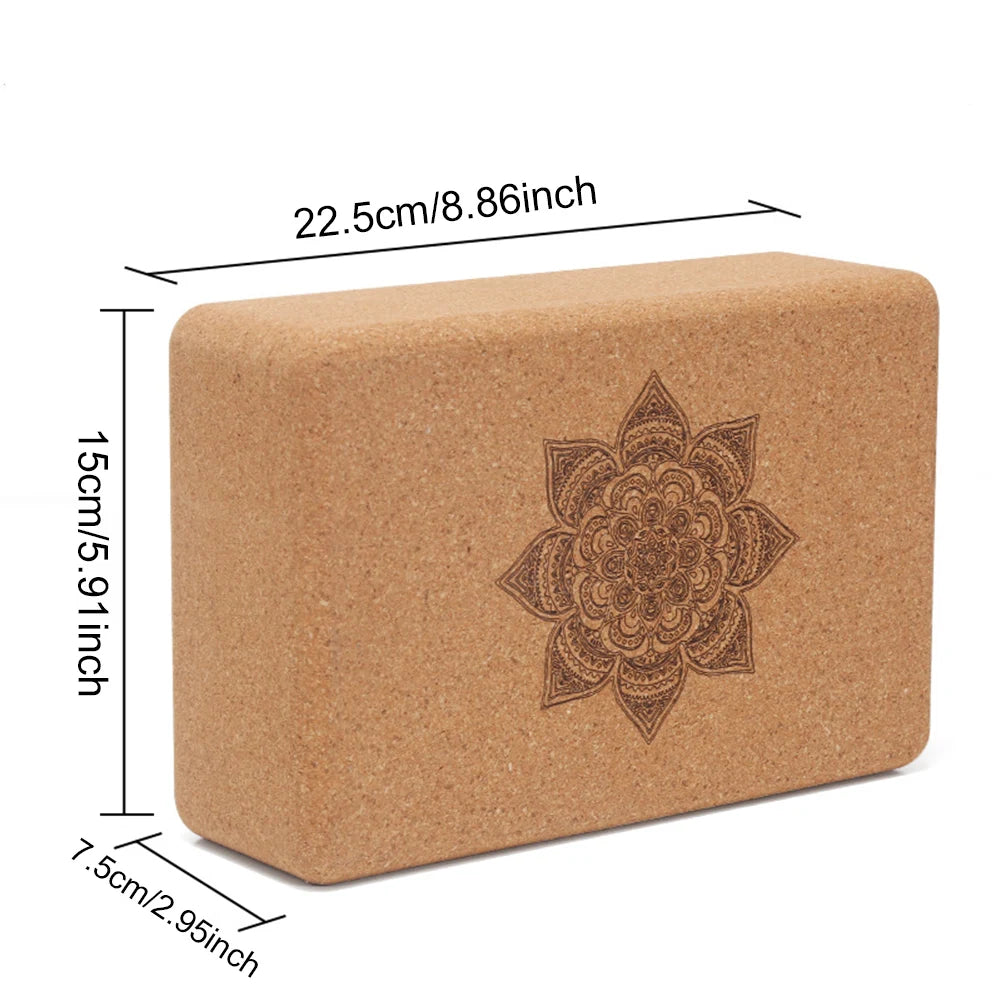Cork Yoga Block Cork Yoga Bricks Eco-Friendly High Strength Wood Yoga Block 9x6x3 Inch for Fitness and Stretching