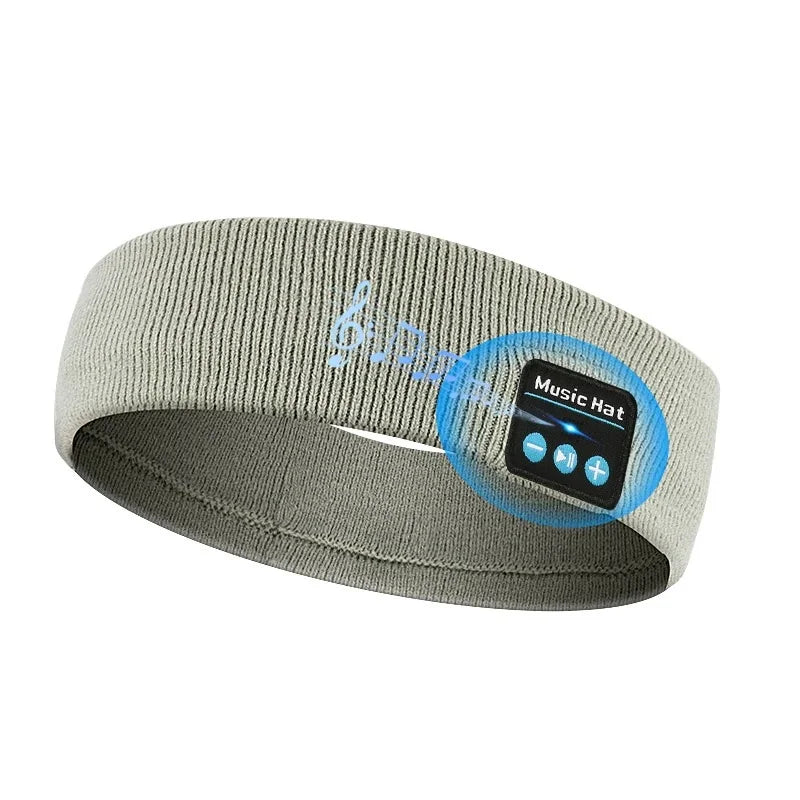 Wireless Bluetooth Headband Sweatproof Secure Hair Band Knit Fabric Hat Sports Headbands Rechargeable Headphones for Workout Gym