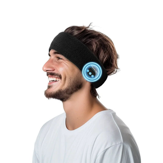 Wireless Bluetooth Headband Sweatproof Secure Hair Band Knit Fabric Hat Sports Headbands Rechargeable Headphones for Workout Gym