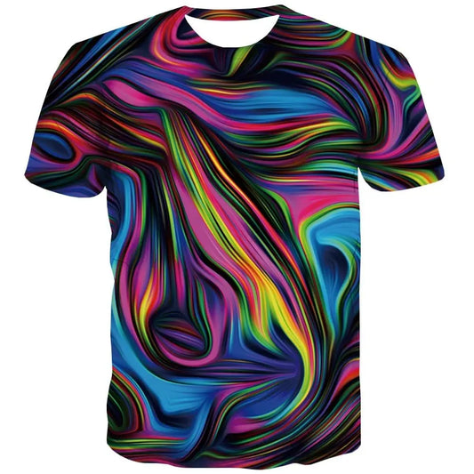 Colorful T-Shirts for Men 3D Printed Neon Abstract Tee Short Sleeve T Shirt