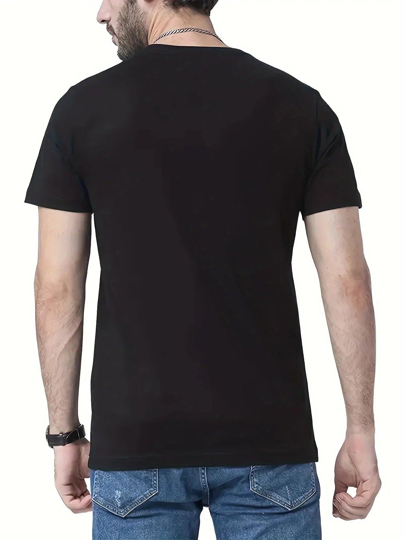 Mens Fashionable Crew Neck Short Sleeve Horse Print Sports T-Shirt - Comfortable Versatile Breathable Moisture-Wicking