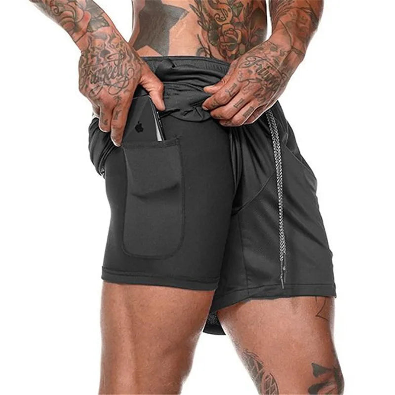 Summer Men's Fashion New solid-color casual, light, comfortable, breathable, muscle training and sports quick-drying shorts