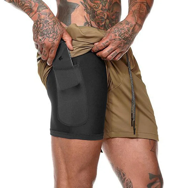Summer Men's Fashion New solid-color casual, light, comfortable, breathable, muscle training and sports quick-drying shorts