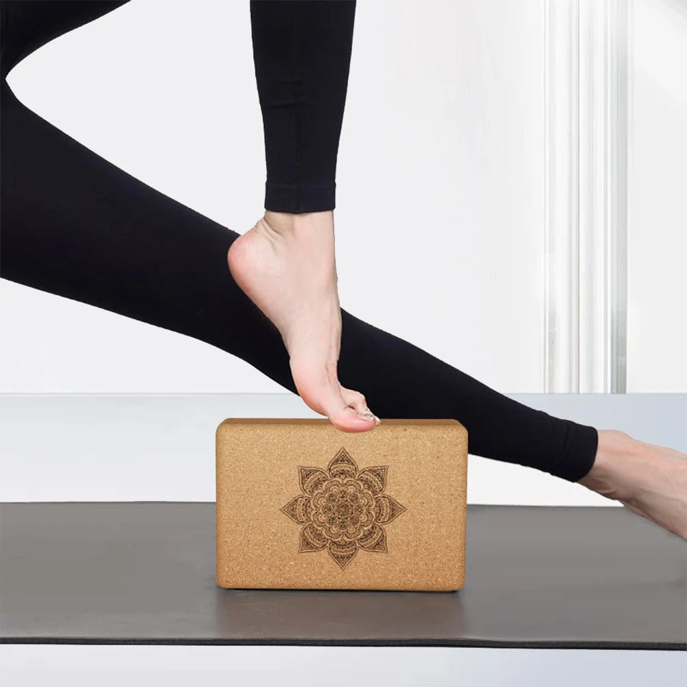 Cork Yoga Block Cork Yoga Bricks Eco-Friendly High Strength Wood Yoga Block 9x6x3 Inch for Fitness and Stretching