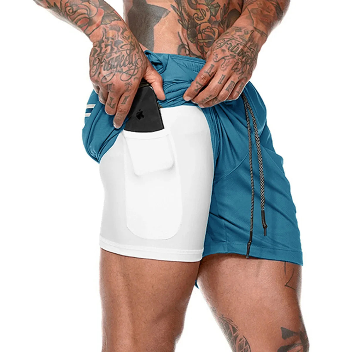 Summer Men's Fashion New solid-color casual, light, comfortable, breathable, muscle training and sports quick-drying shorts