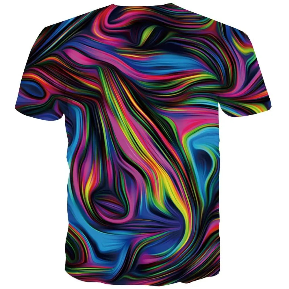 Colorful T-Shirts for Men 3D Printed Neon Abstract Tee Short Sleeve T Shirt
