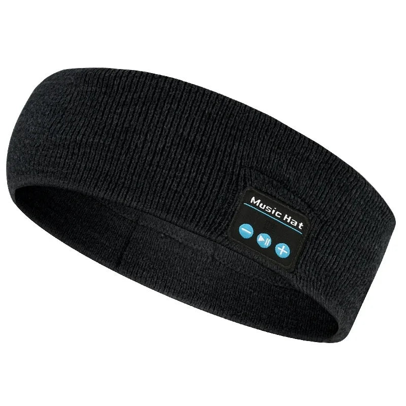 Wireless Bluetooth Headband Sweatproof Secure Hair Band Knit Fabric Hat Sports Headbands Rechargeable Headphones for Workout Gym
