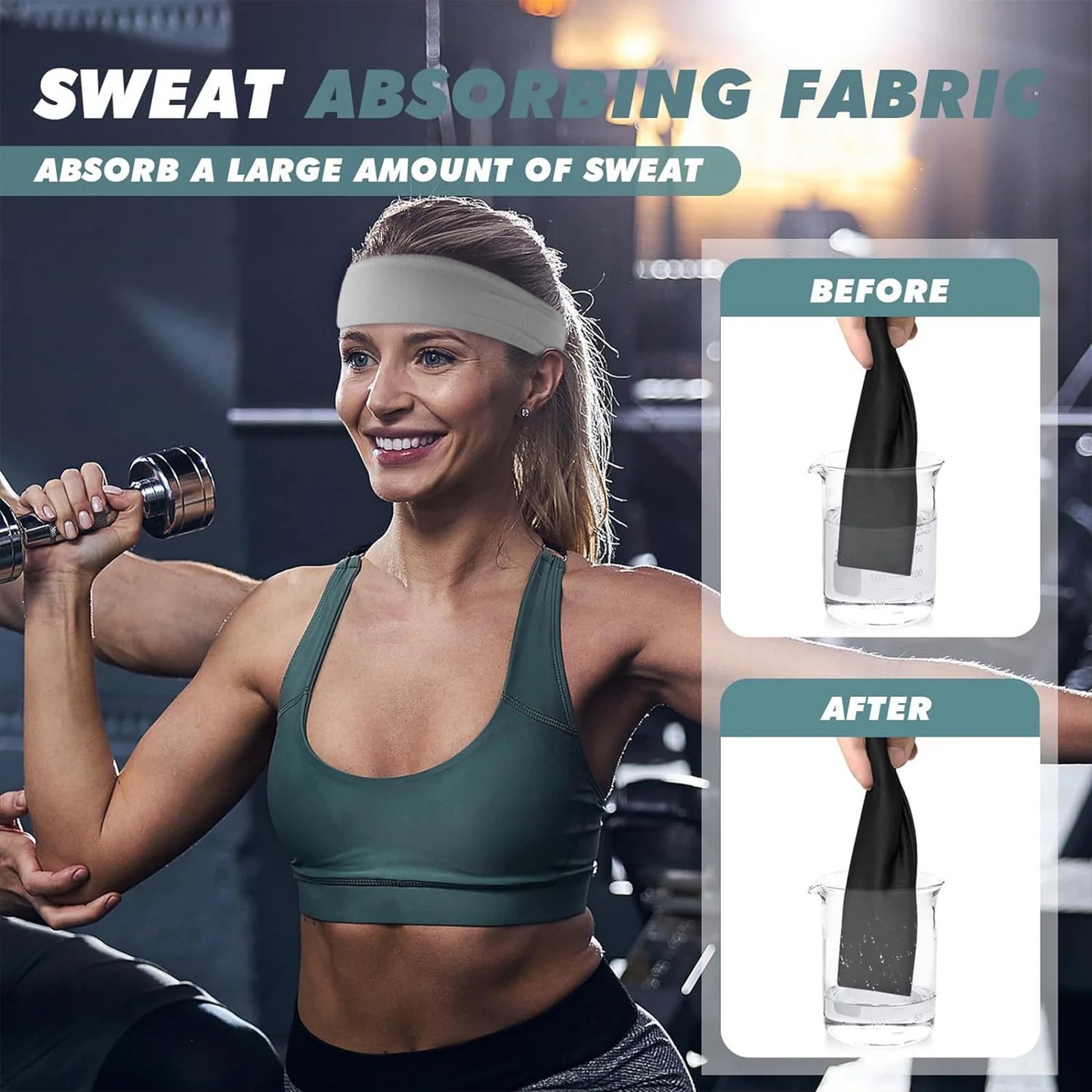 Sweat-absorbent Sports Hairband Soft & Breathable Sweat-absorbent Headbands for Workout Gym Yoga Hair Band MIAO-US