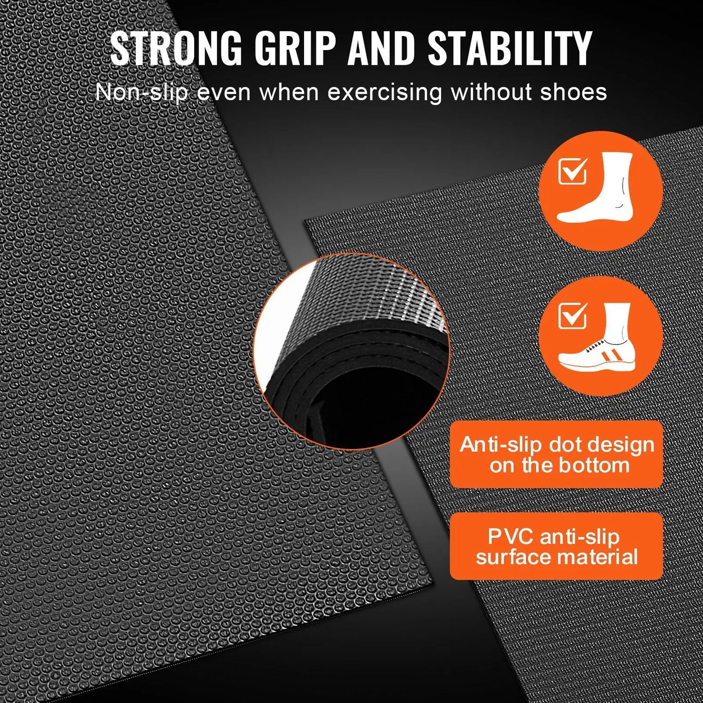 6'x4' Non-Slip Exercise Mat – High-Density – w/ Carry Bag (For Yoga/Pilates/Floor Workouts, Unisex Premium Mat)