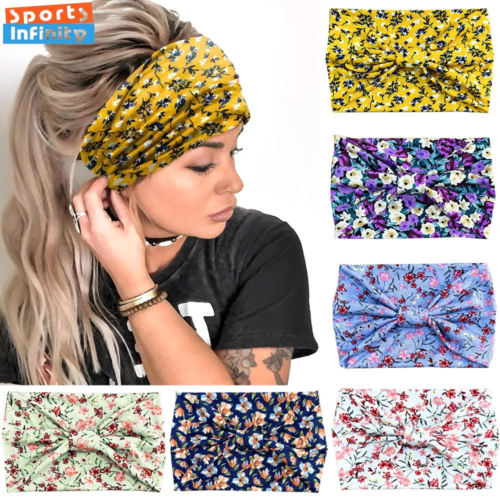 Bohemian Printed Sports Headband Women's Running Headband Yoga Head Bands Retro Wide Sweatband Elastic Headcraf Hair Accessories