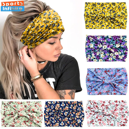 Bohemian Printed Sports Headband Women's Running Headband Yoga Head Bands Retro Wide Sweatband Elastic Headcraf Hair Accessories