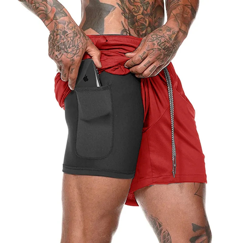 Summer Men's Fashion New solid-color casual, light, comfortable, breathable, muscle training and sports quick-drying shorts