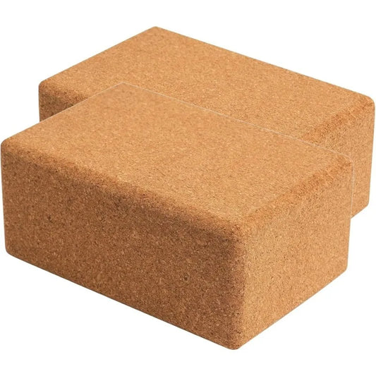Cork Yoga Blocks 2 Pack Set -Natural Cork from Portugal, 9"x6"x4" Yoga Blocks Non-Slip&Anti-Tilt for Women| Men, Lightweight, Od