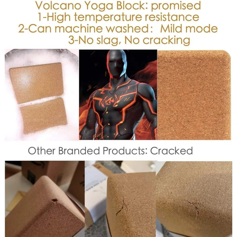 Cork Yoga Blocks 2 Pack Set -Natural Cork from Portugal, 9"x6"x4" Yoga Blocks Non-Slip&Anti-Tilt for Women| Men, Lightweight, Od