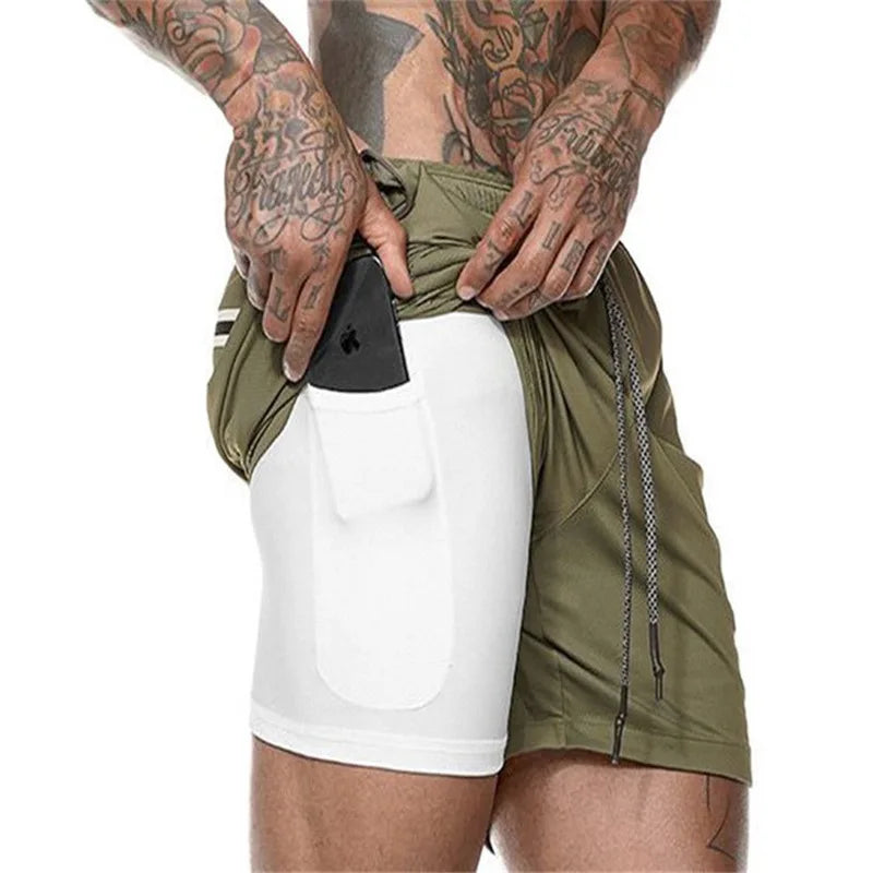 Summer Men's Fashion New solid-color casual, light, comfortable, breathable, muscle training and sports quick-drying shorts